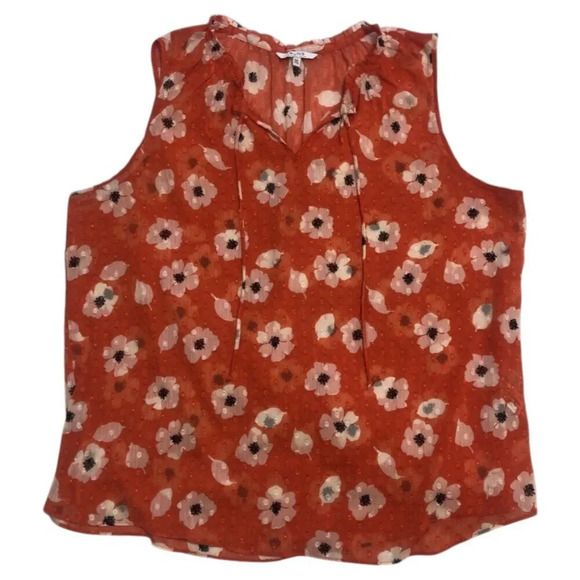 3/$25 ❥ Alfred Sung Sheer  Floral Sleeveless Top Orange XXL - Picture 1 of 5